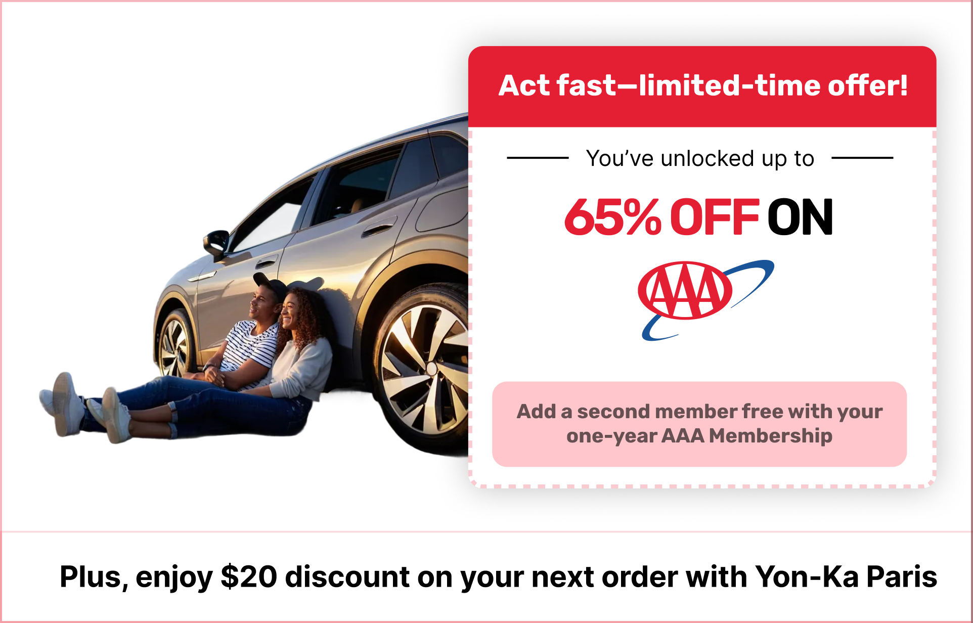 AAA Membership offer shown to Yon-Ka customers